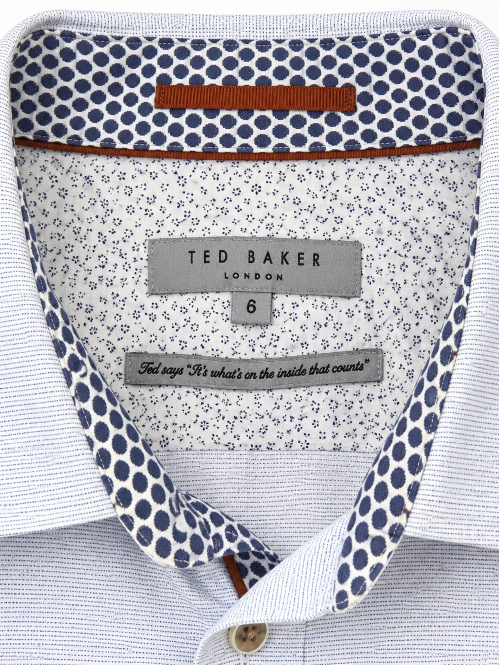 Ted Baker Men's Light Blue Patterned Trim Dress Shirt